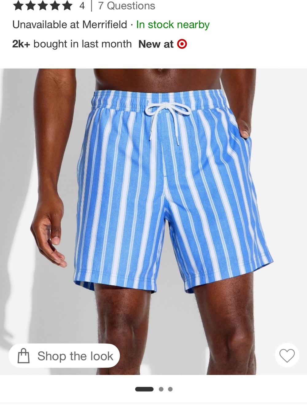 Target Blue and White Vertical Stripe Men's Swim Trunks